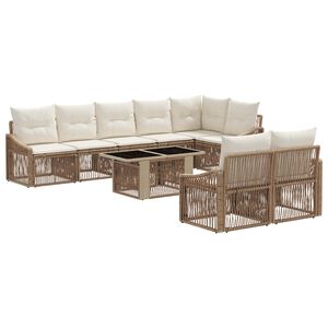 vidaXL Gartensofa-set 9 stk. Beige und Cremewei&szlig; Poly-Rattan