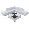 vidaXL 6-tlg. Garten-Lounge-Set mit Auflagen Poly Rattan Wei&szlig;