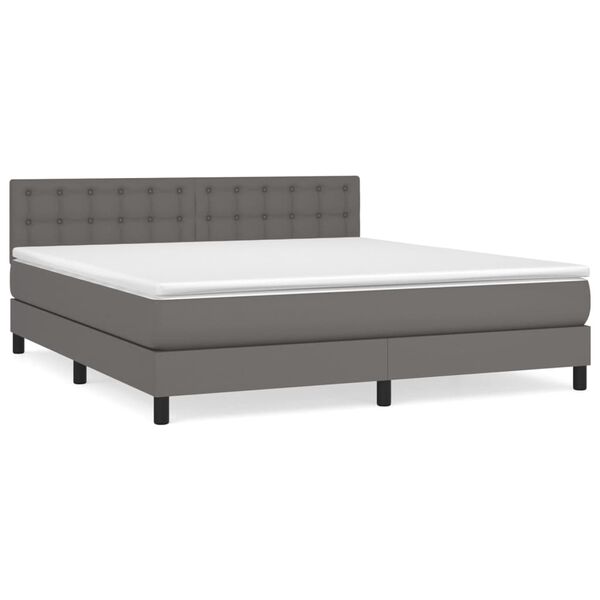 vidaXL Boxspringbett mit Matratze Grau 160x200 cm Kunstleder