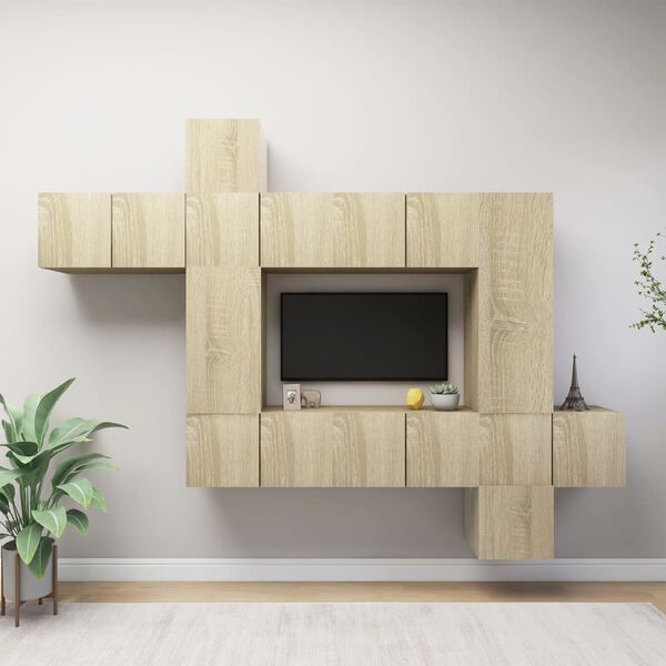 vidaXL 10-tlg. TV-Schrank-Set Sonoma-Eiche Holzwerkstoff