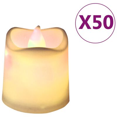vidaXL Flammenlose Teelichter LED-Kerzen Elektrisch 50 Stk. Warmweiß