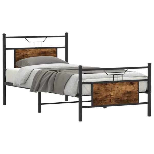 vidaXL Bettgestell ohne Matratze R&auml;uchereiche 90x190 cm Holzwerkstoff