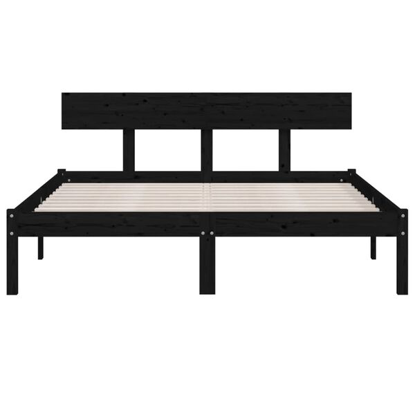 vidaXL Massivholzbett Schwarz Kiefer 160x200 cm