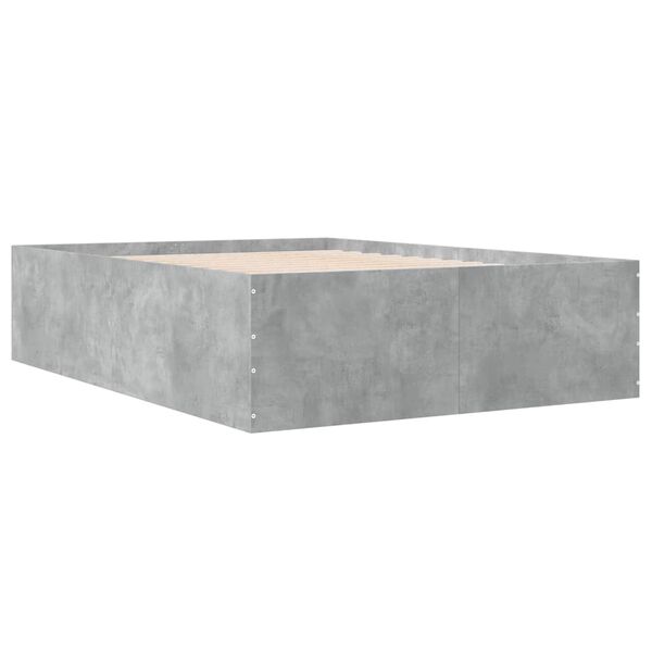 vidaXL Bettgestell Betongrau 135x190 cm Holzwerkstoff