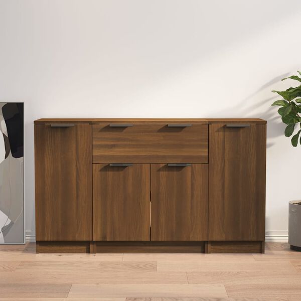 vidaXL Sideboards 3 Stk. Braun Eichen-Optik Holzwerkstoff