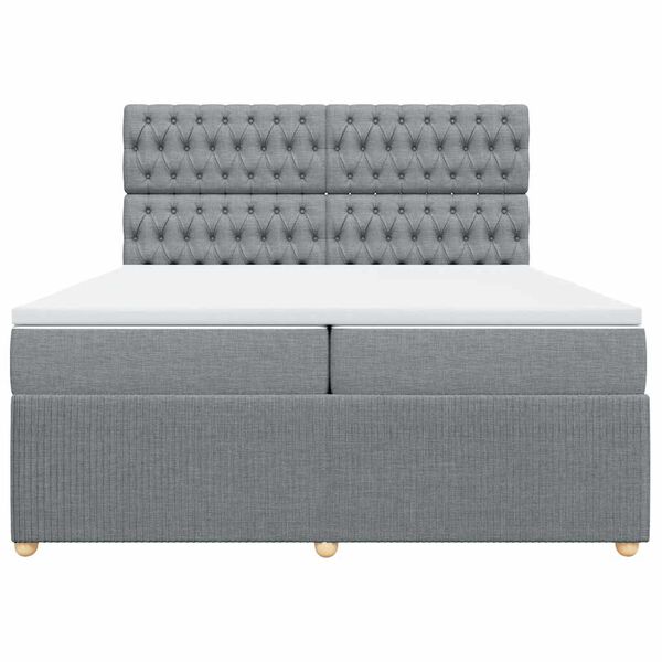 vidaXL Boxspringbett mit Matratze Hellgrau 200x200 cm Stoff