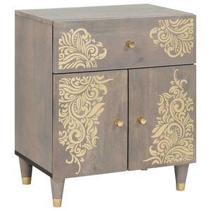 vidaXL Nachttisch mit T&uuml;r Grau 50 x 33 x 60 cm Massivholz Mango