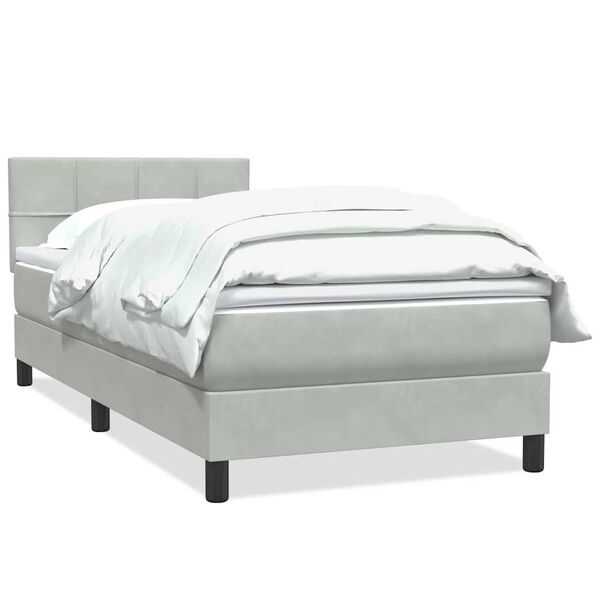 vidaXL Boxspringbett mit Matratze Hellgrau 90x220 cm Samt