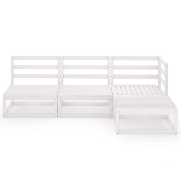 vidaXL 4-tlg. Garten-Lounge-Set Wei&szlig; Massivholz Kiefer