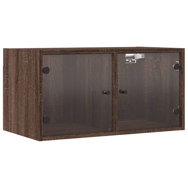 vidaXL Wandschrank mit Glast&uuml;ren Braun Eichen-Optik 68,5x37x35 cm