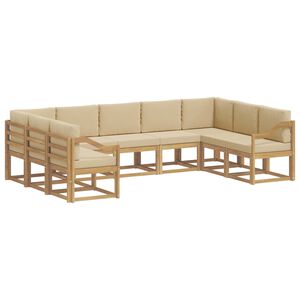 vidaXL Outdoor-Sofagarnitur 9 stk. Wei&szlig; und Beige
