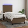 vidaXL Boxspringbett mit Matratze & LED Dunkelbraun 90x200 cm Stoff