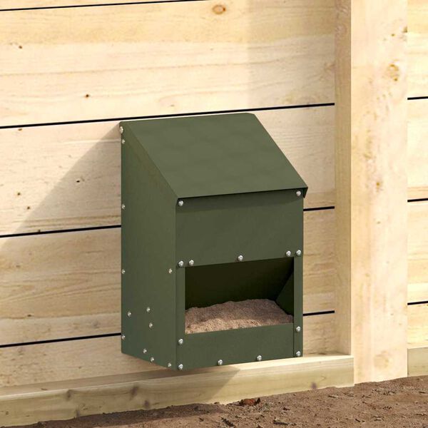 vidaXL H&uuml;hnerf&uuml;tterer Olive Gr&uuml;n 21 x 16 x 33 cm Kaltgewalzter Stahl