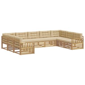 vidaXL Outdoor-Sofagarnitur 9 stk. Wei&szlig; und Beige Massivholz Akazie