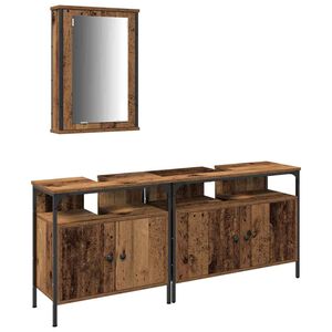 vidaXL Badezimmer Waschbeckenm&ouml;bel mit Regal 3 pcs Braun Holzwerkstoff