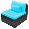 vidaXL 13-tlg. Garten-Lounge-Set mit Auflagen Poly Rattan Blau