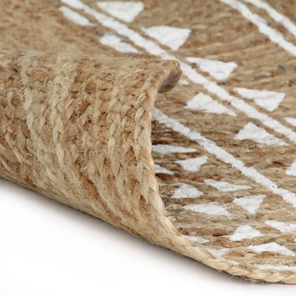 vidaXL Teppich Handgefertigt Jute Wei&szlig;er Druck 120 cm