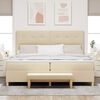 vidaXL Boxspringbett mit Matratze Creme 200 x 200 cm Stoff
