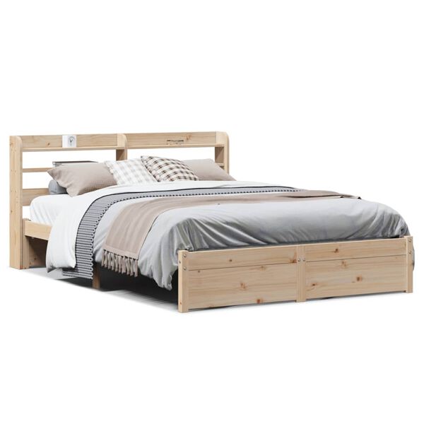 vidaXL Bettgestell mit Kopfteil ohne Matratze 135x190 cm