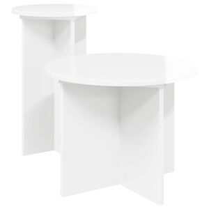 vidaXL Beistelltisch-Set 2 Stk. Hochglanz Wei&szlig; &Oslash; 45 x 35 cm