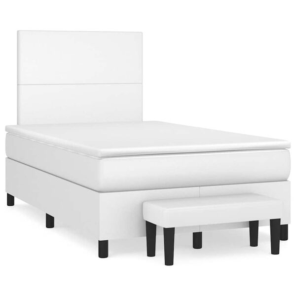 vidaXL Boxspringbett mit Matratze Wei&szlig; 120x190 cm Kunstleder