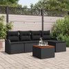 vidaXL Gartensofa-set mit Kissen 6 pcs Schwarz Poly-Rattan
