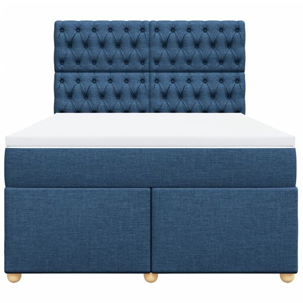 vidaXL Boxspringbett mit Matratze Blau 140x190 cm Stoff
