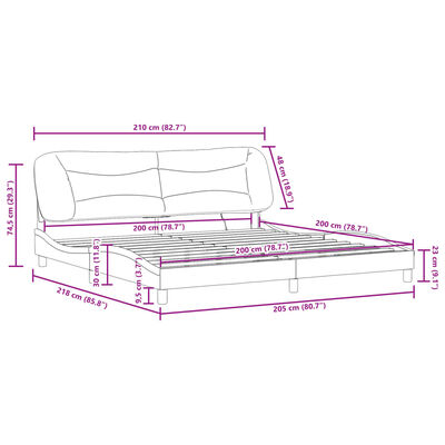 vidaXL Bettgestell mit LED Schwarz 200x200 cm Stoff