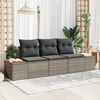 vidaXL Garten-Sofa-Set mit Kissen mit Speicher 3 pcs Grau Poly Rattan