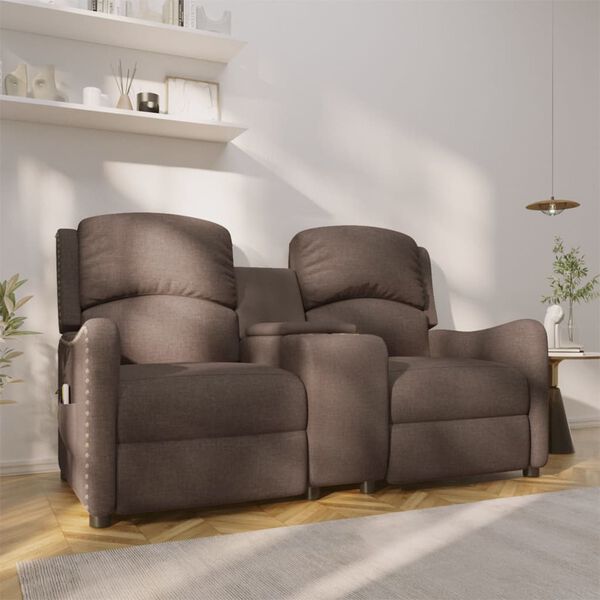 vidaXL 2-Sitzer Massagesessel mit Getränkehalter Taupe Stoff