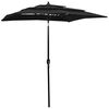 vidaXL Sonnenschirm mit Aluminium-Mast 3-lagig Schwarz 2x2 m