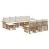 vidaXL Outdoor-Sofagarnitur 11 stk. 10-Sitzer Natur und Cremewei&szlig;