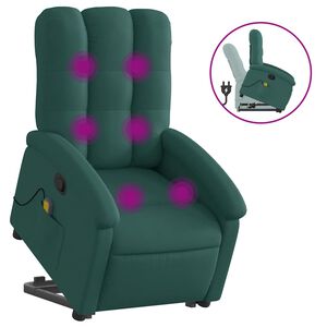 vidaXL Massagesessel mit Aufstehhilfe Dunkelgr&uuml;n Stoff