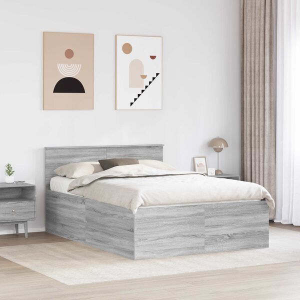 vidaXL Bettrahmen Graues Sonoma 160 x 200 cm Holzwerkstoff