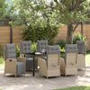 vidaXL Garten Essgruppe mit Kissen 7 pcs Beige Poly-Rattan