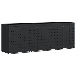 vidaXL Wagenm&uuml;llbeh&auml;lter f&uuml;r 5 Beh&auml;lter Schwarz 340 x 77,5 x 121,5 cm