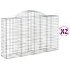 vidaXL Gabionen mit Hochbogen 2 Stk. 200x50x120/140cm Verzinktes Eisen