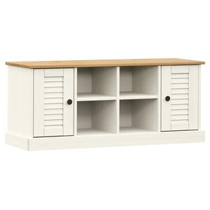 vidaXL Schuhbank VIGO Wei&szlig; 106x35x45 cm Massivholz Kiefer
