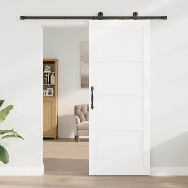 vidaXL Schiebet&uuml;r Wei&szlig; und Schwarz 83 x 211 cm Massives Kiefernholz