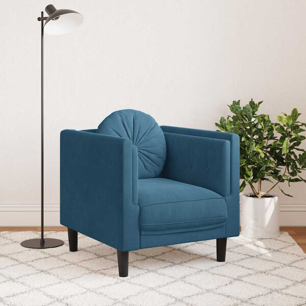 vidaXL Sessel mit Kissen Blau Samt