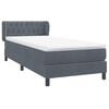 vidaXL Boxspringbett mit Matratze Dunkelgrau 80x220 cm Samt