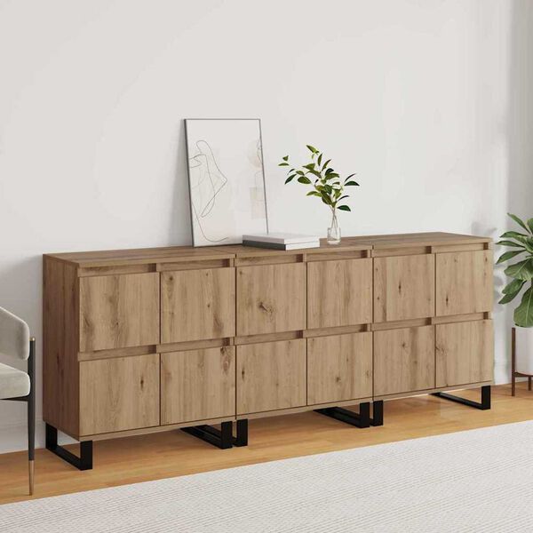 vidaXL Sideboard 3 pcs Artisan-Eiche 60 x 35 x 70 cm