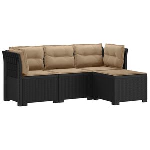 vidaXL 4-Sitzer Garten Sofa mit Kissen Rattan Look PP Anthrazit