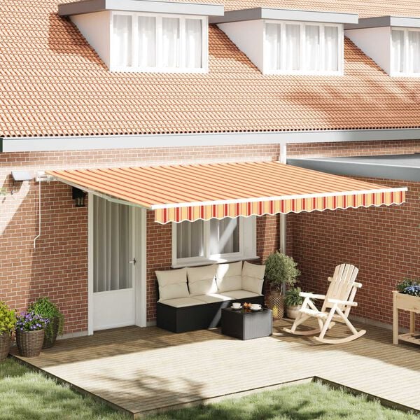 vidaXL Einziehbare Markise mit Gelb und Orange 450 x 300 cm Stoff