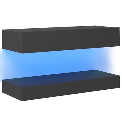 vidaXL TV-Schrank mit LED-Leuchten Grau 90x35 cm