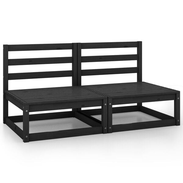 vidaXL Gartensofa 2-Sitzer Schwarz Massivholz Kiefer