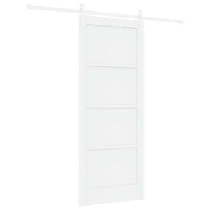 vidaXL Schiebet&uuml;r 83 x 202 cm Massives Kiefernholz Wei&szlig;