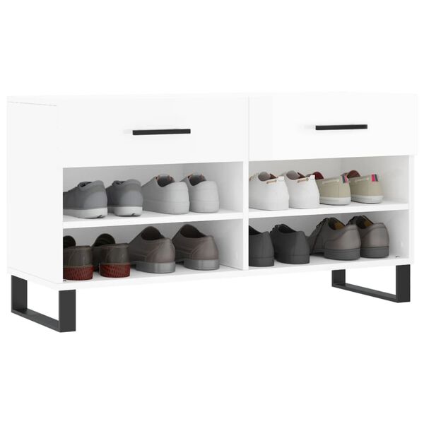 vidaXL Schuhbank Hochglanz-Wei&szlig; 102x35x55 cm Holzwerkstoff