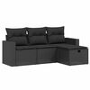 vidaXL 4-tlg. Garten-Sofagarnitur mit Kissen Schwarz Poly Rattan