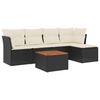 vidaXL 6-tlg. Garten-Sofagarnitur mit Kissen Schwarz Poly Rattan